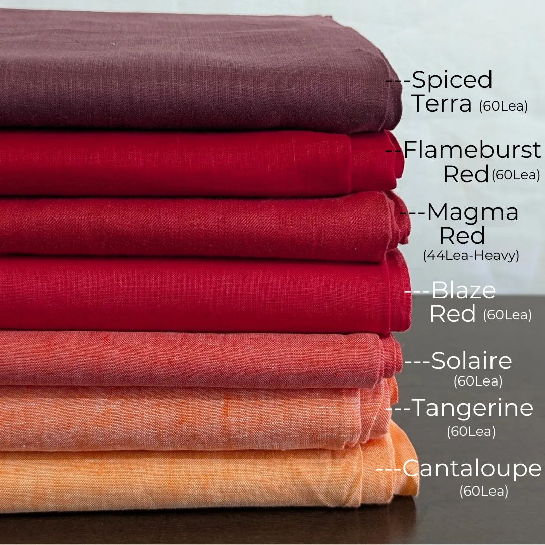 EMBER GLOW Pure Linen Red Fabrics, For Shirts and Tops
