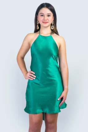 Emerald Green Back Bow Mini Dress