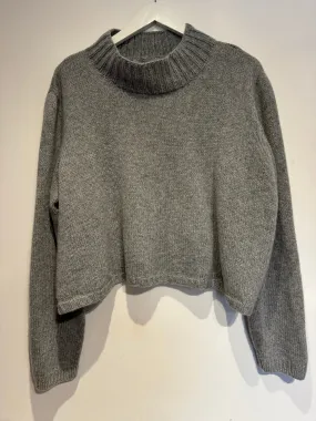 English Weather Light Grey Cashmere Cropped Sloppy Jo Sweater