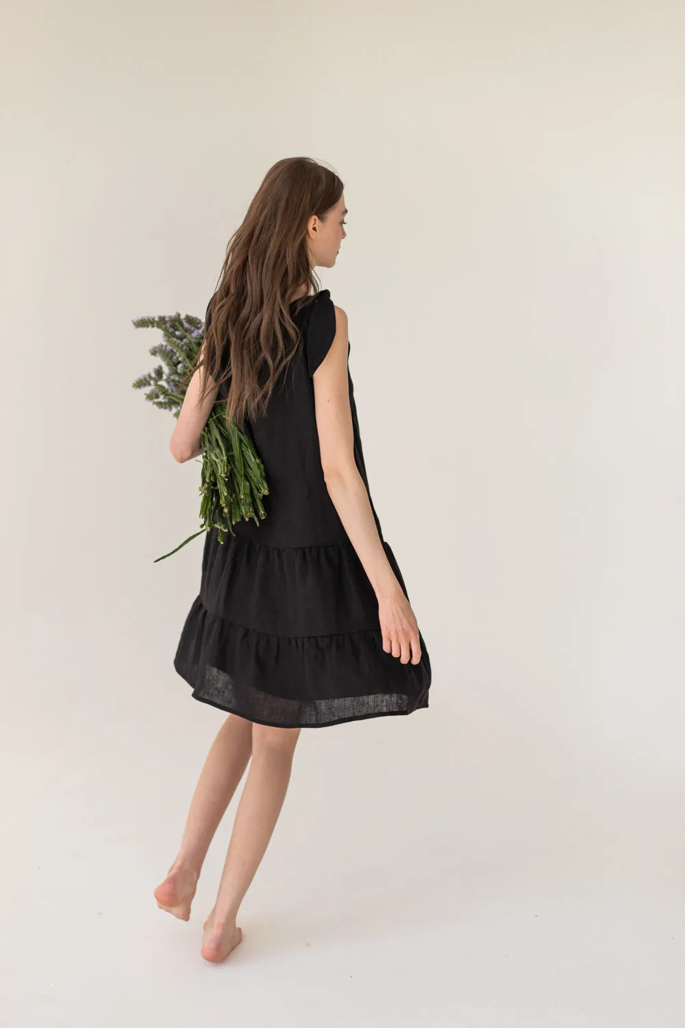 Enteliér Linen Tied Dress Black