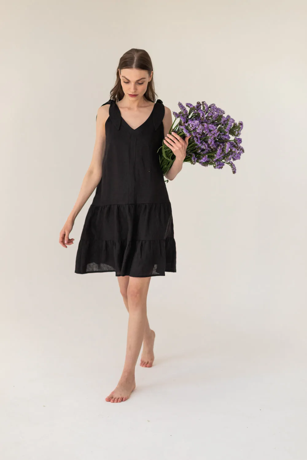 Enteliér Linen Tied Dress Black