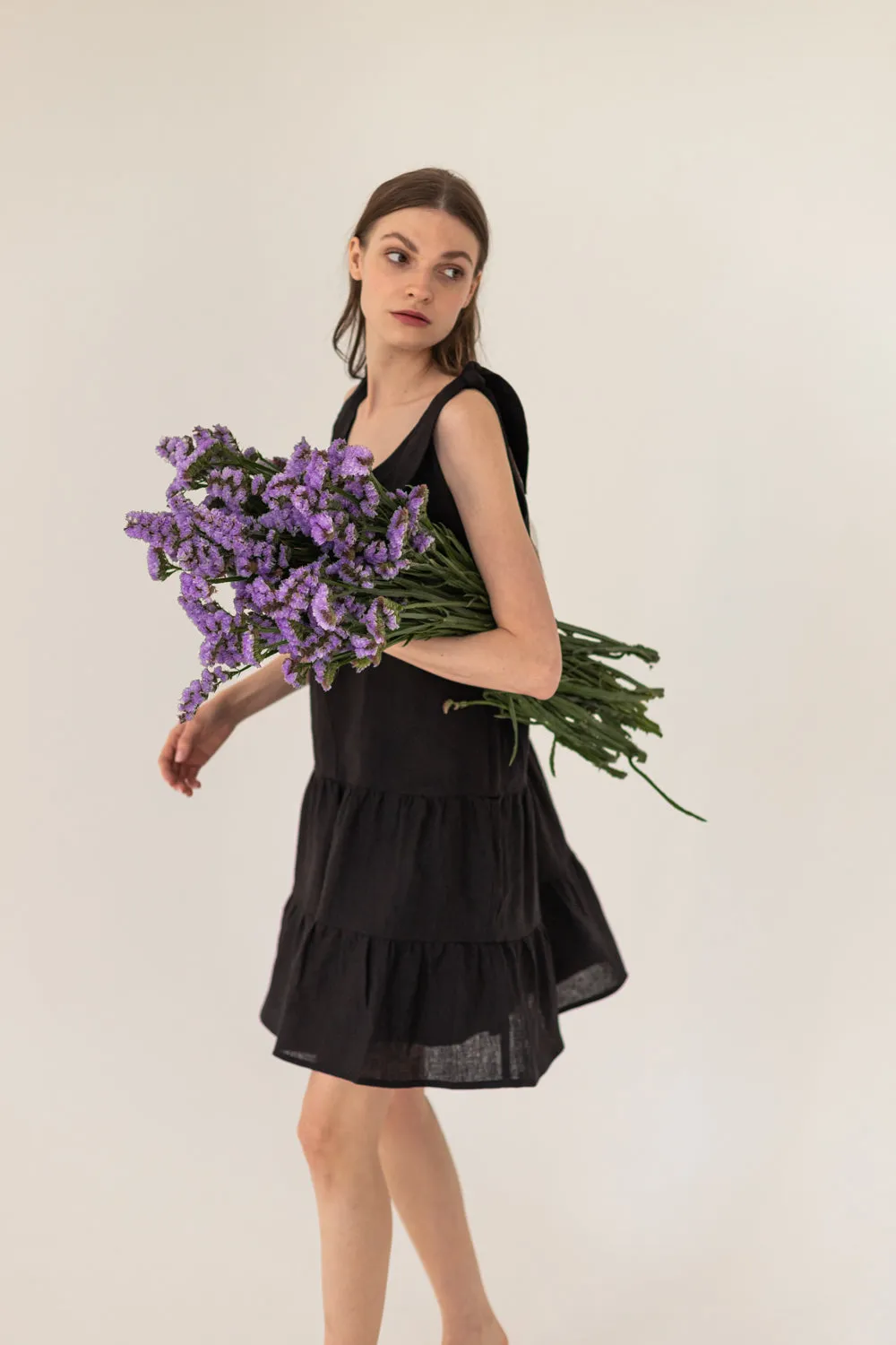 Enteliér Linen Tied Dress Black
