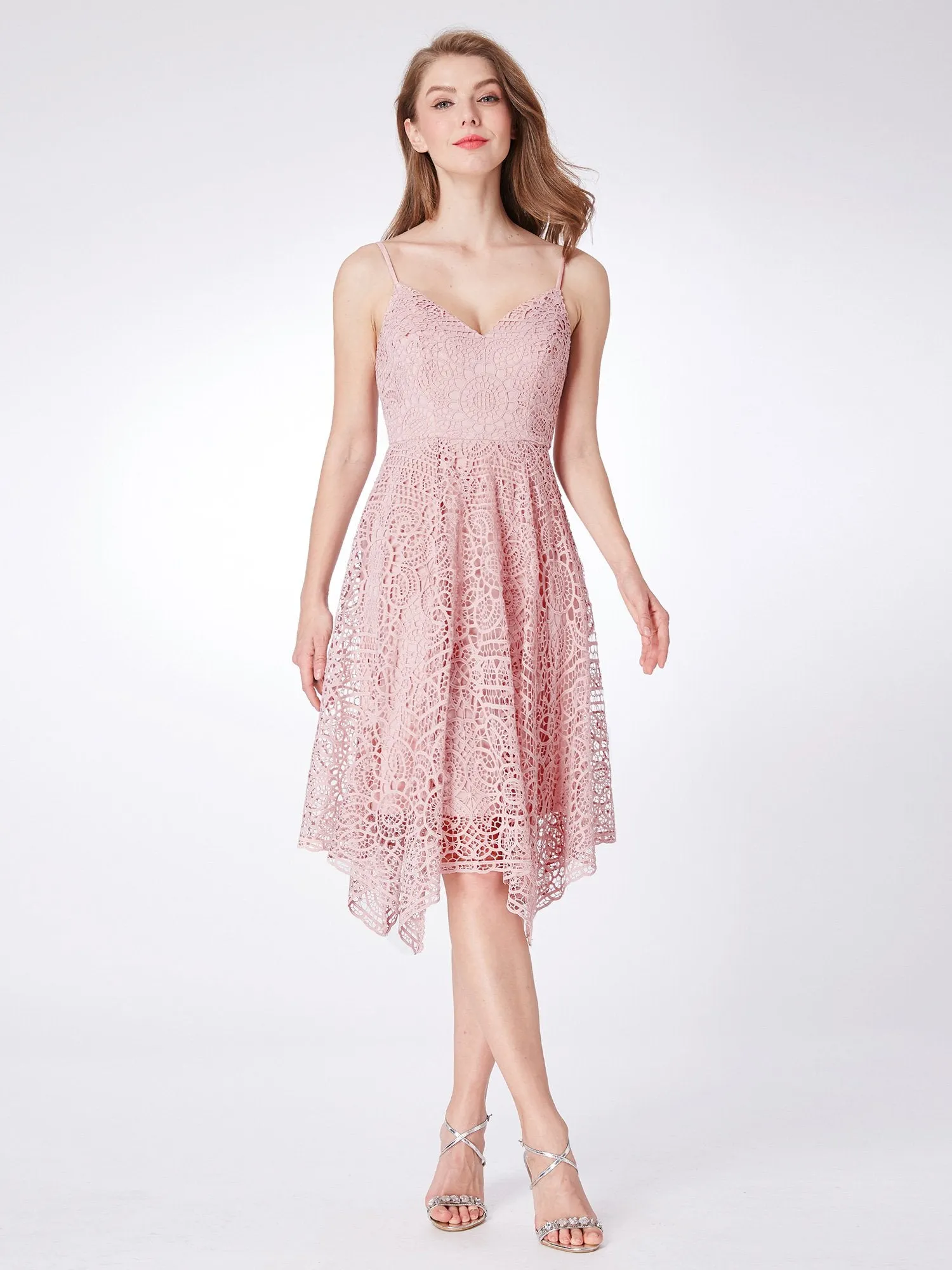 Ever-Pretty Women Elegant Sleeveless Spaghetti Hilo Lace Bridesmaid Dresses EP04036