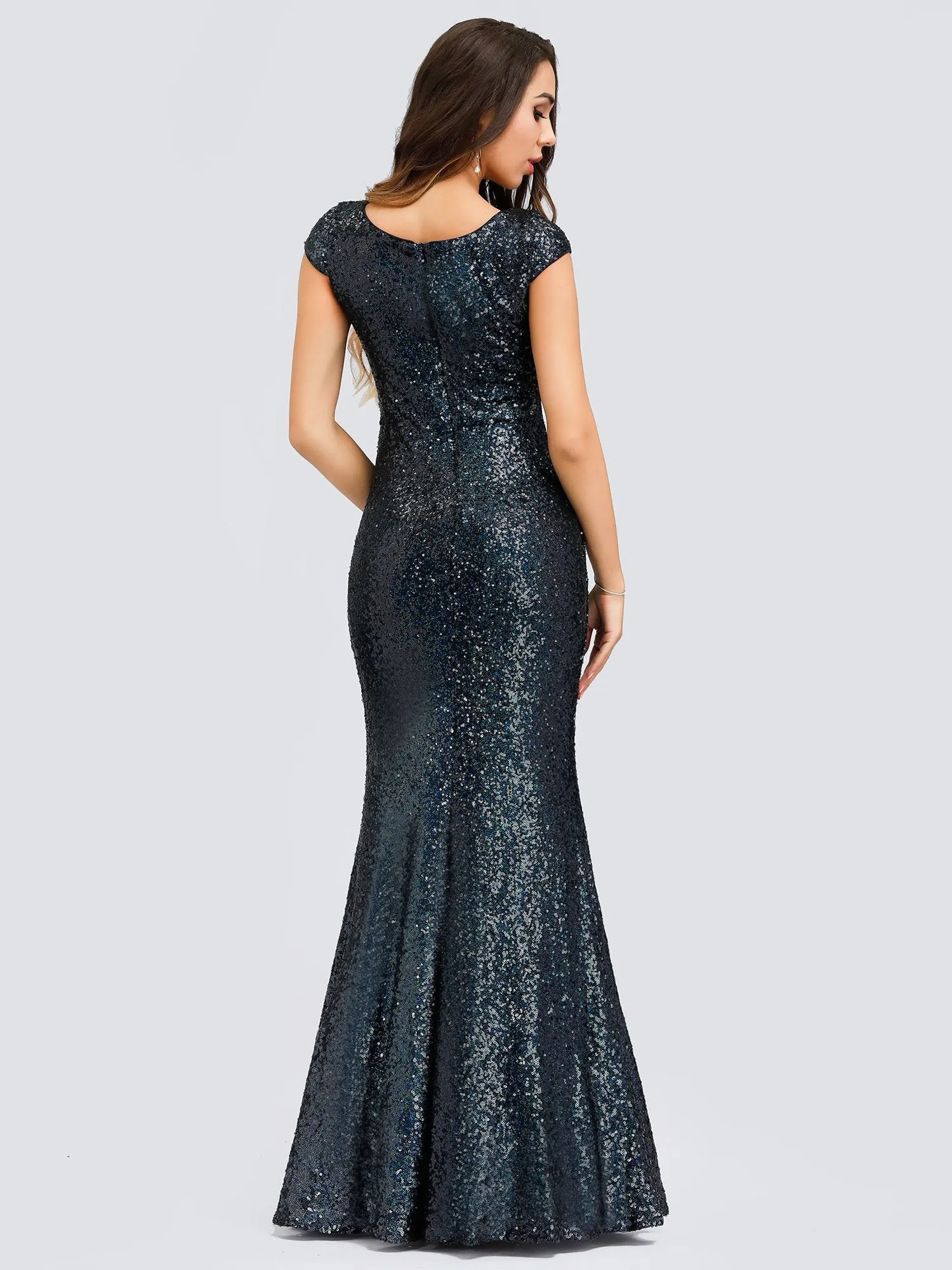 Ever-Pretty Women's V-Neck Cap Sleeve Sequin Dress Mermaid Dress EP00832