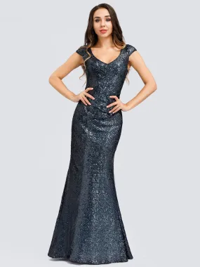 Ever-Pretty Women's V-Neck Cap Sleeve Sequin Dress Mermaid Dress EP00832