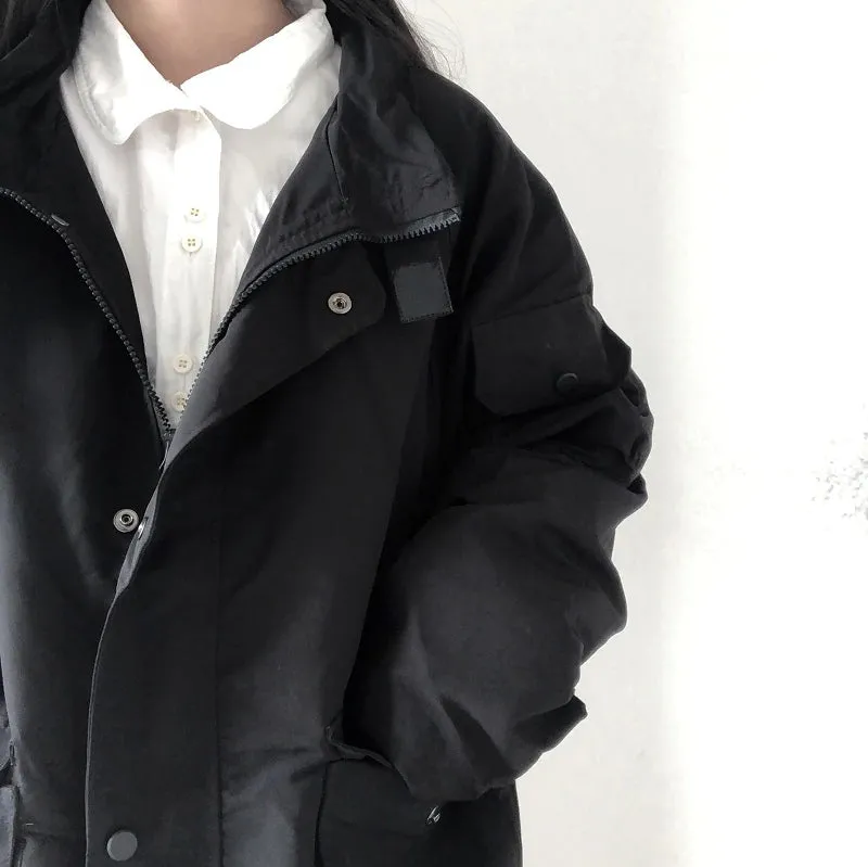 Flytonn-cute winter outfits casual winter outfits christmas outfit party look inspos Loose Long Sleeve Solid Cargo Pockets Jacket