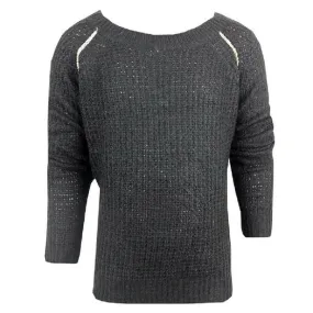 Girls Black Sequin Embellished Shoulder Soft Knitted Jumper