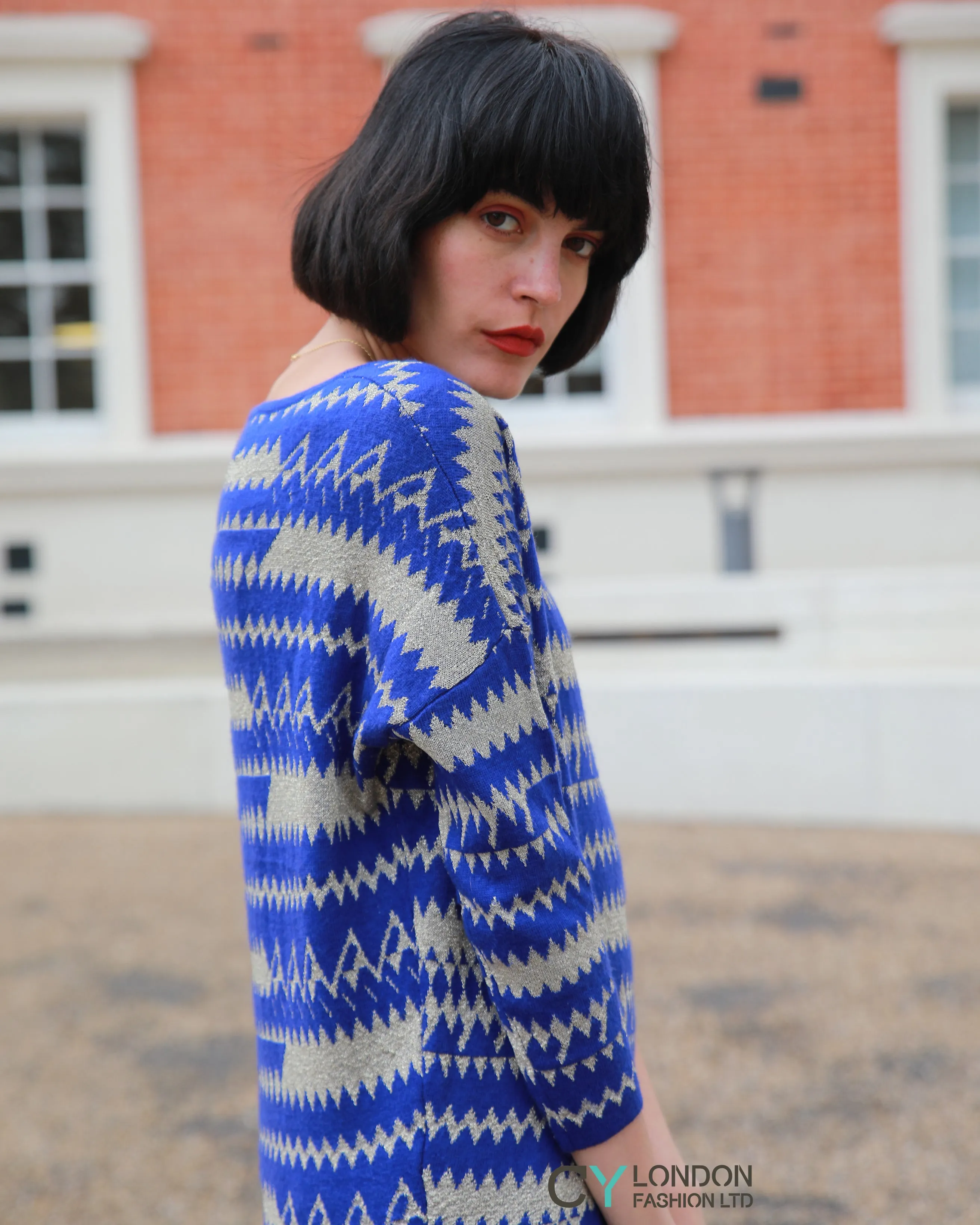 Gold lurex Stripe Knitted long Jumper
