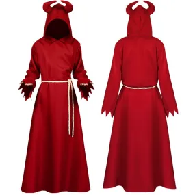 Halloween Carnival Bleaches Costume Monk Hooded Robes Cloak Cape Medieval Renaissance Costume Mantle Red Ghost Cosplay Costume