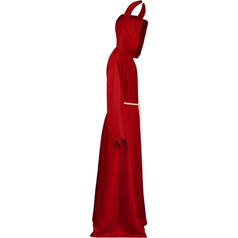 Halloween Carnival Bleaches Costume Monk Hooded Robes Cloak Cape Medieval Renaissance Costume Mantle Red Ghost Cosplay Costume