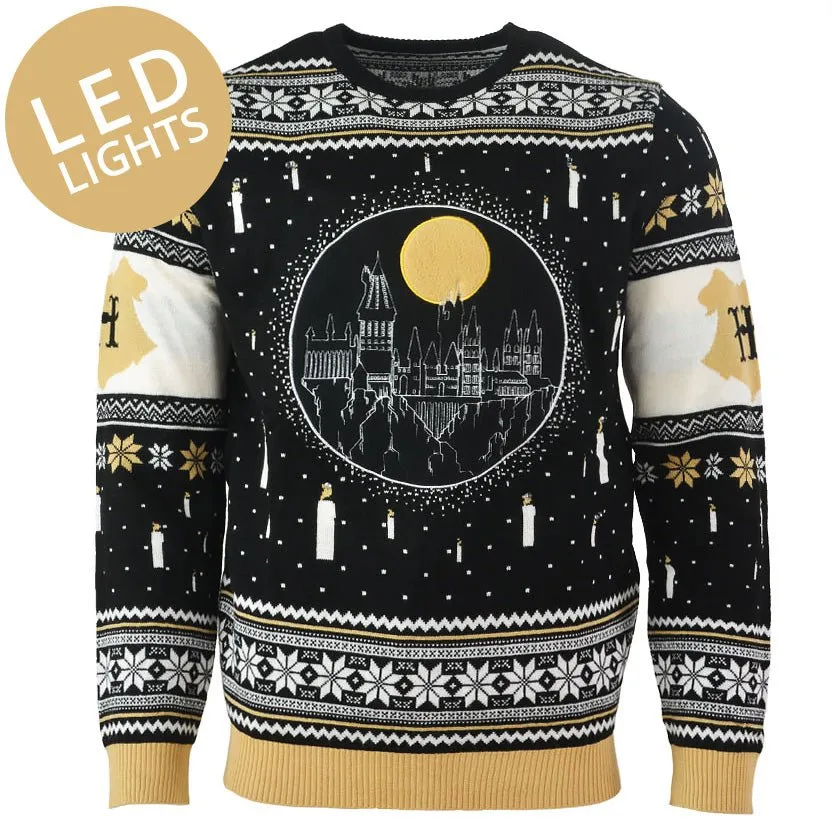 Harry Potter Hogwarts Castle LED Knitted Christmas Jumper / Sweater