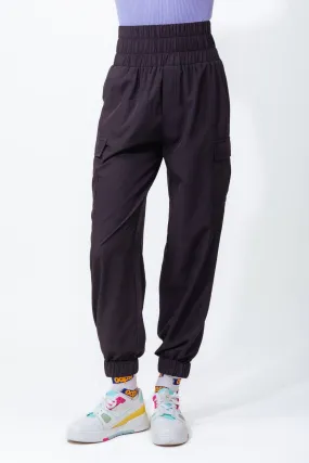 High Waisted Cargo Active Joggers: Black
