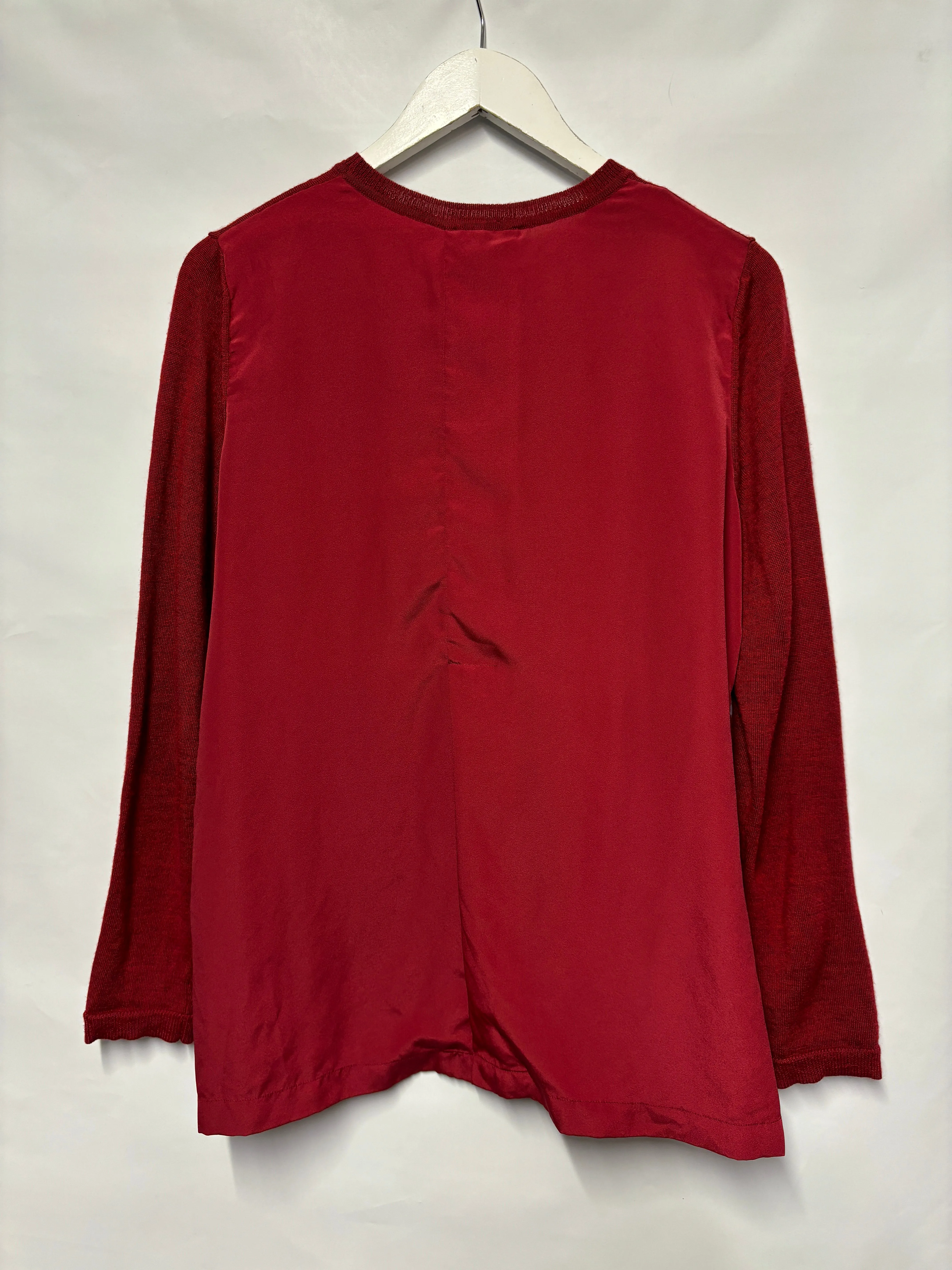 Hobbs Red Knitted and Satin Jumper Large
