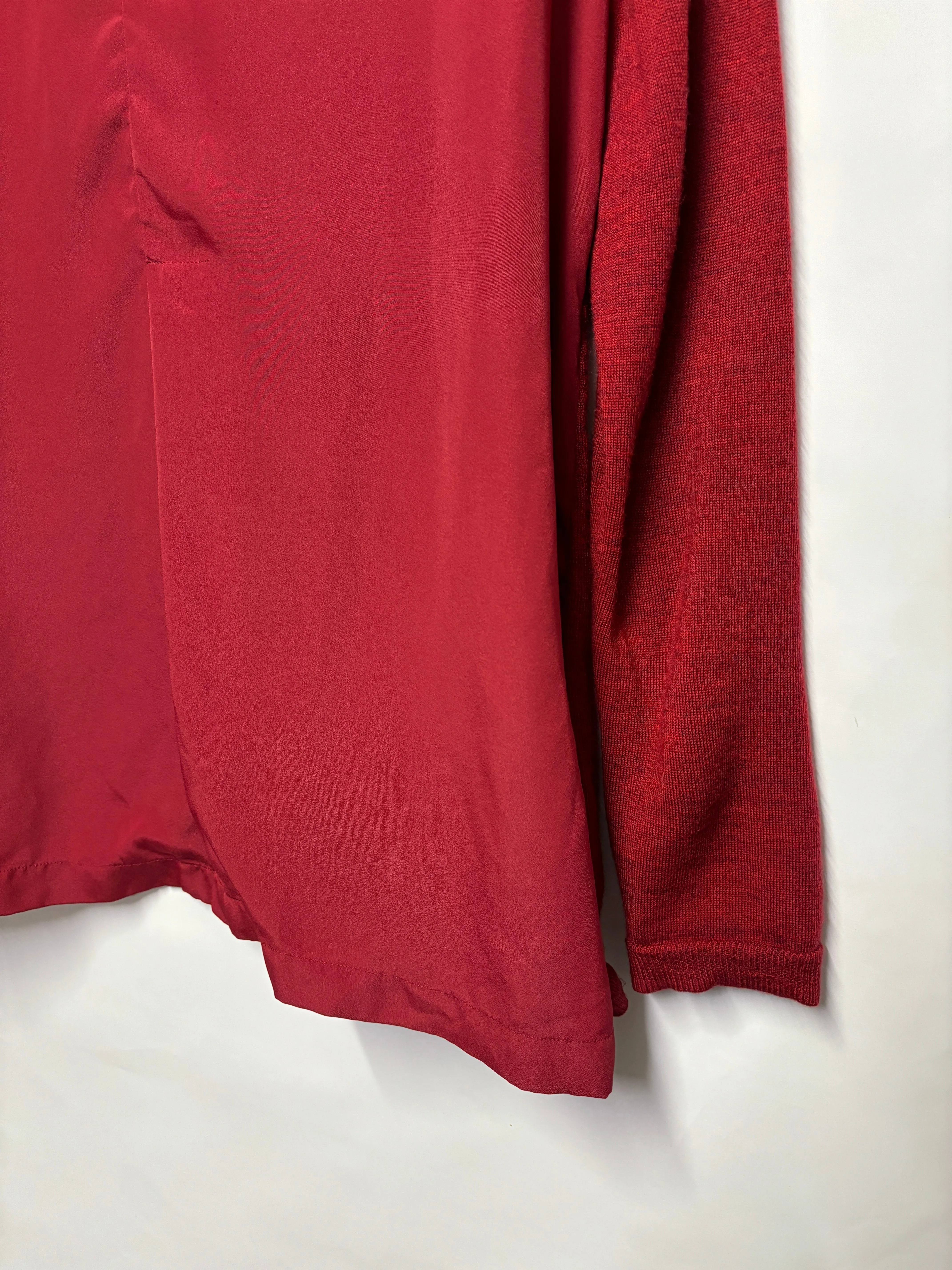 Hobbs Red Knitted and Satin Jumper Large