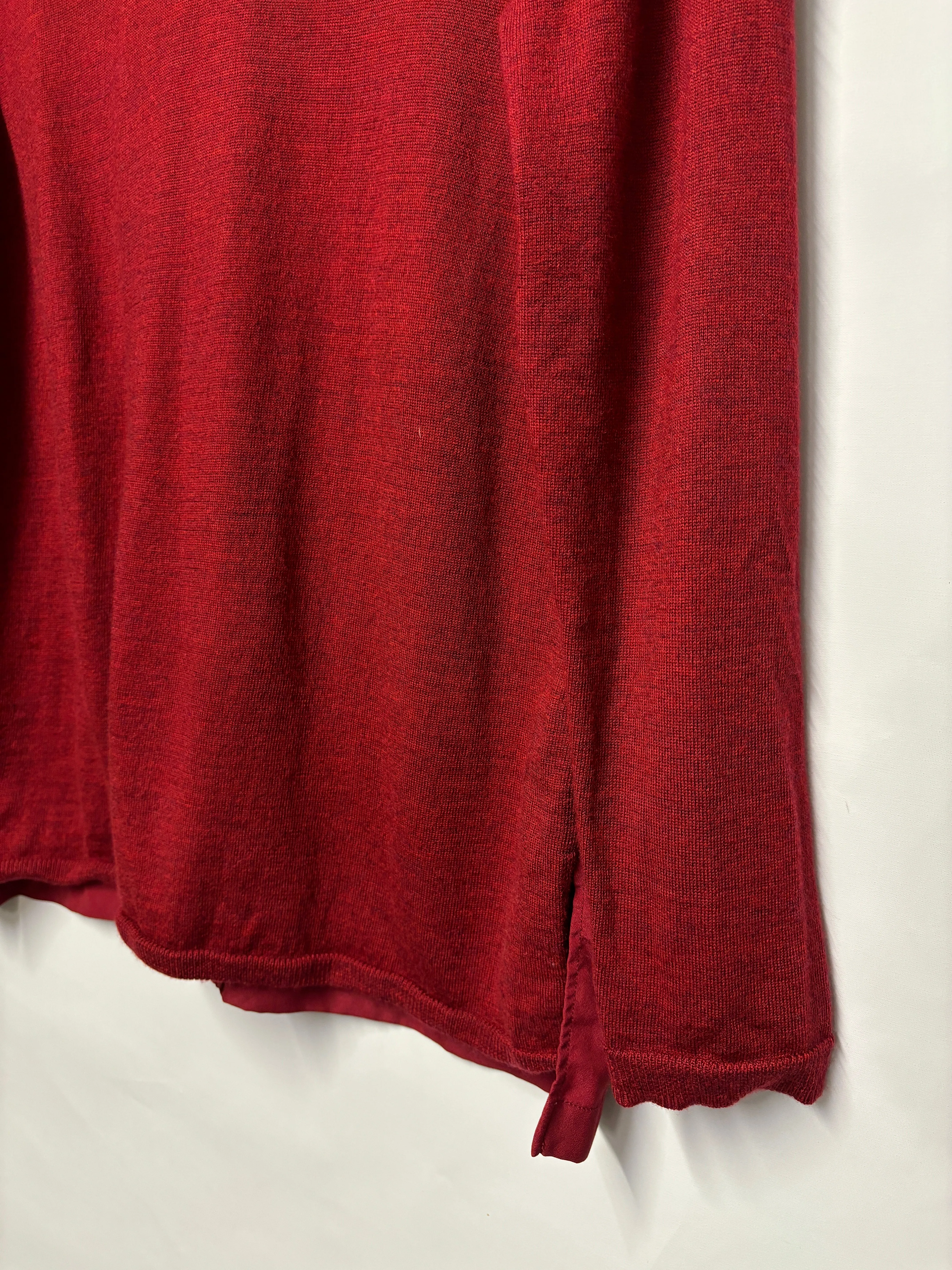 Hobbs Red Knitted and Satin Jumper Large