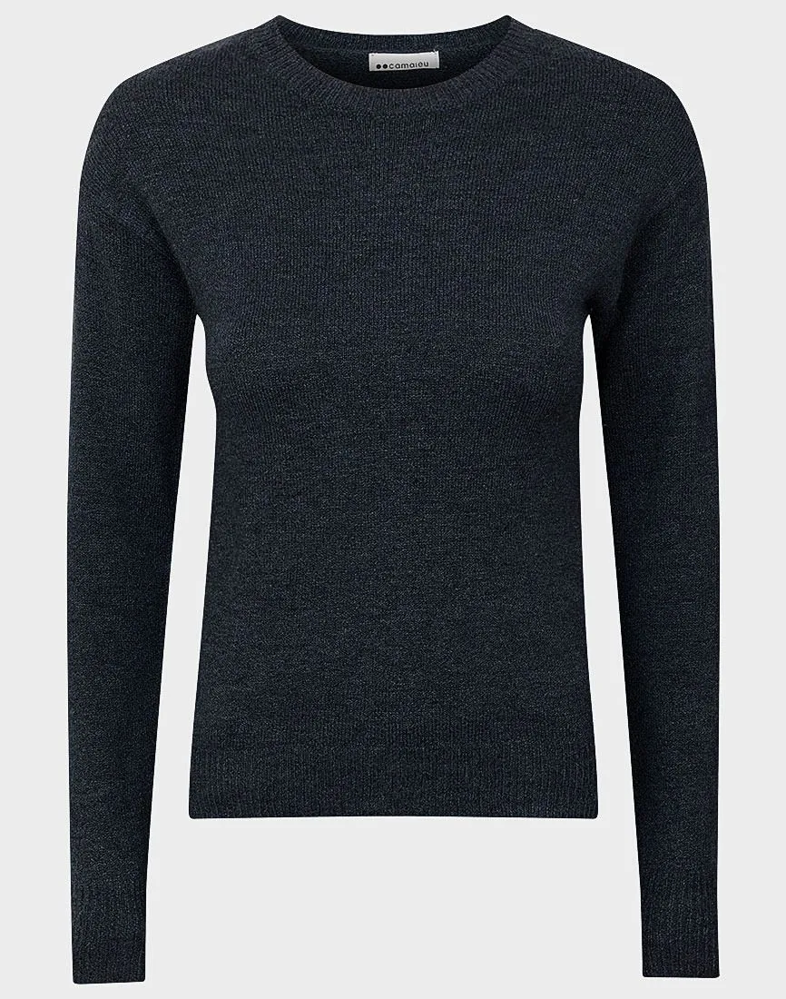 Ladies Camaieu Navy Round Neck Soft Wool Blend Jumpers