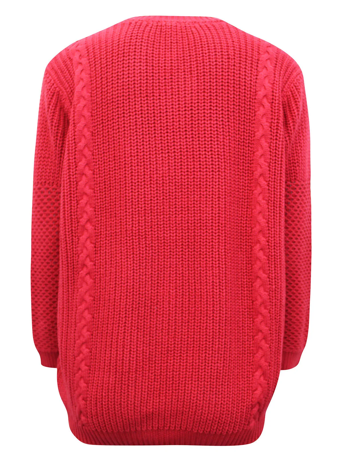 Ladies Red Lily Ella Textured Cotton Multi Stitch Thick Knit Long Sleeve Jumpers
