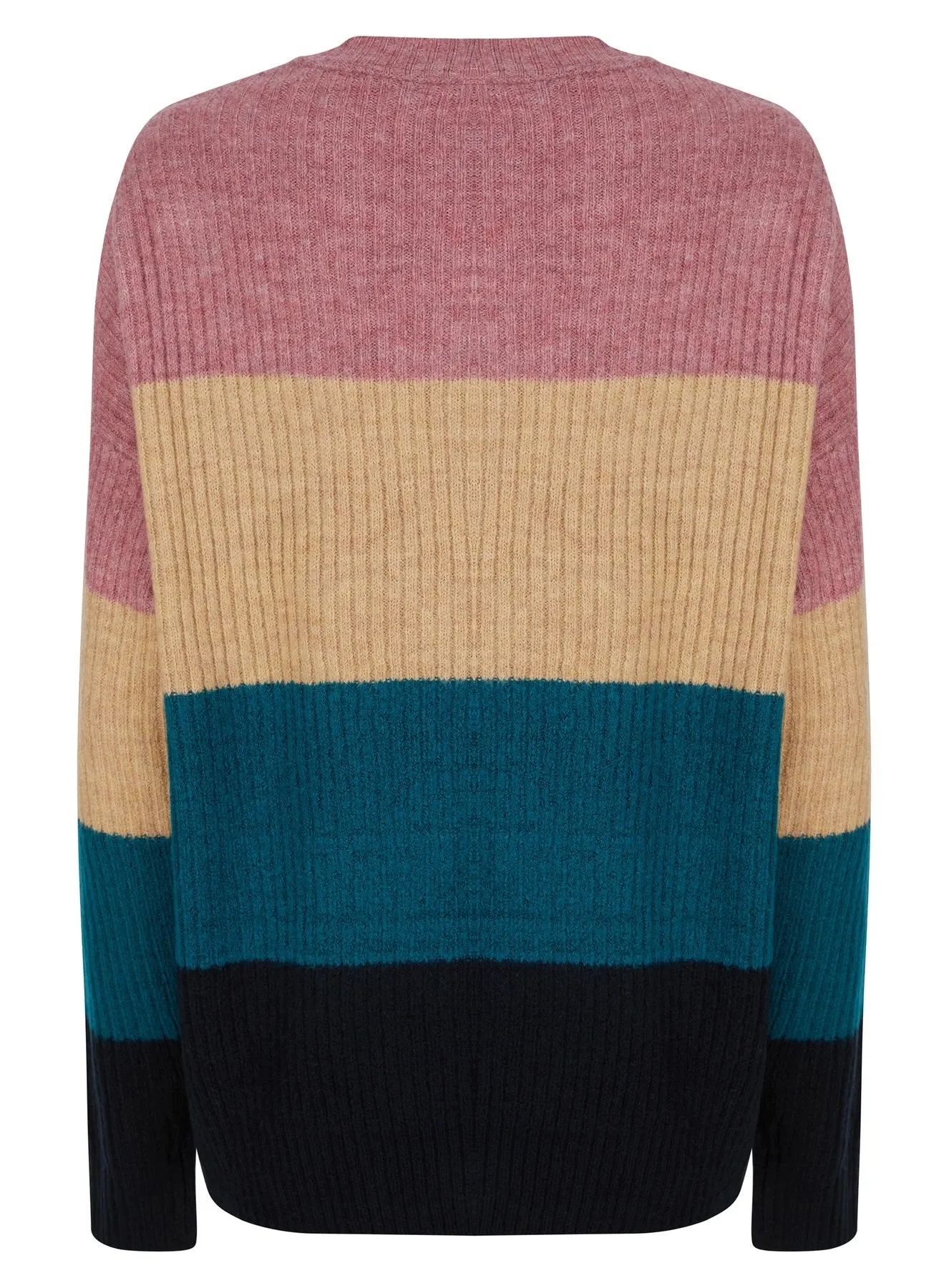 Ladies Striped Color Block Soft Knit Jumper
