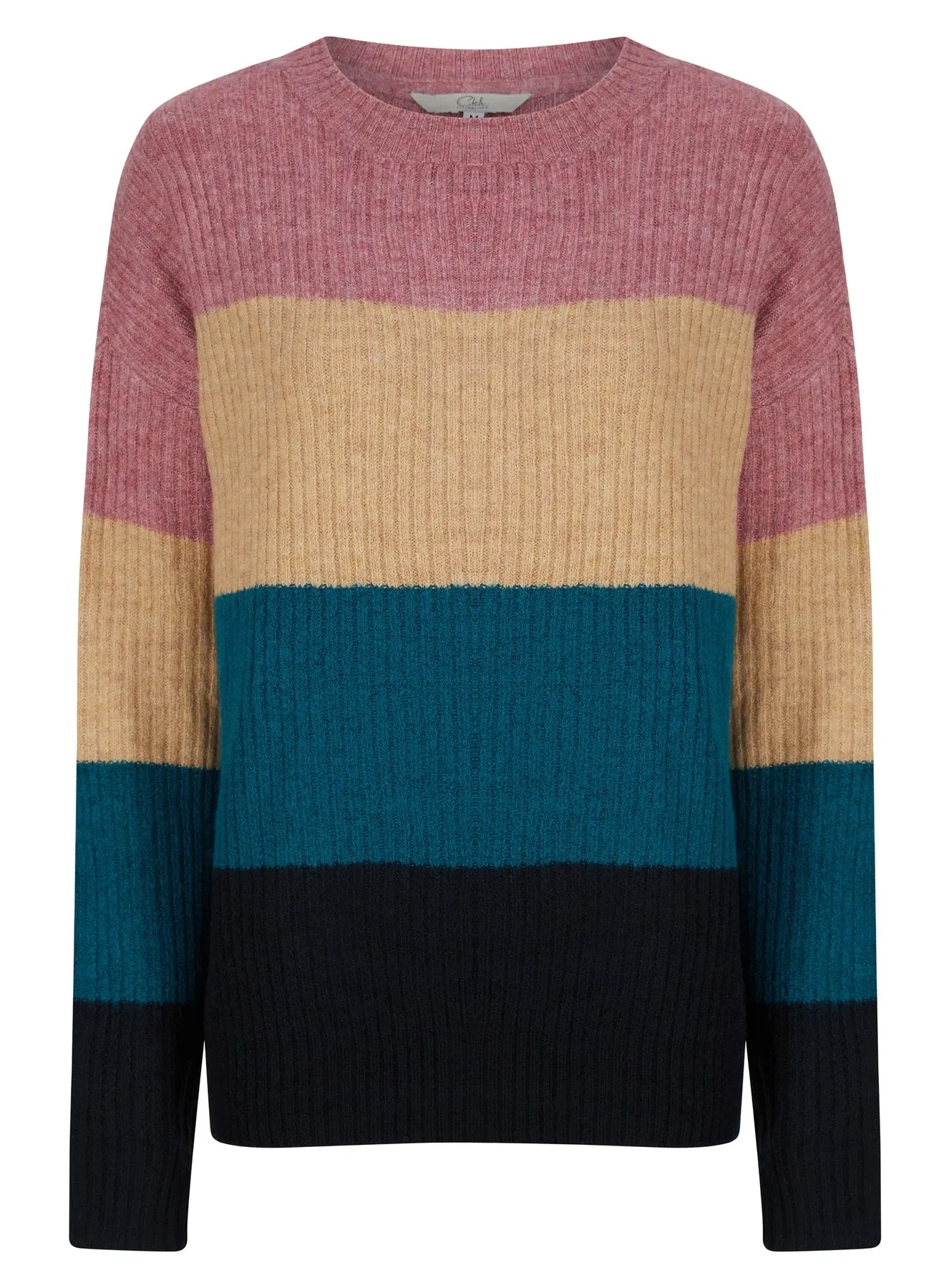 Ladies Striped Color Block Soft Knit Jumper