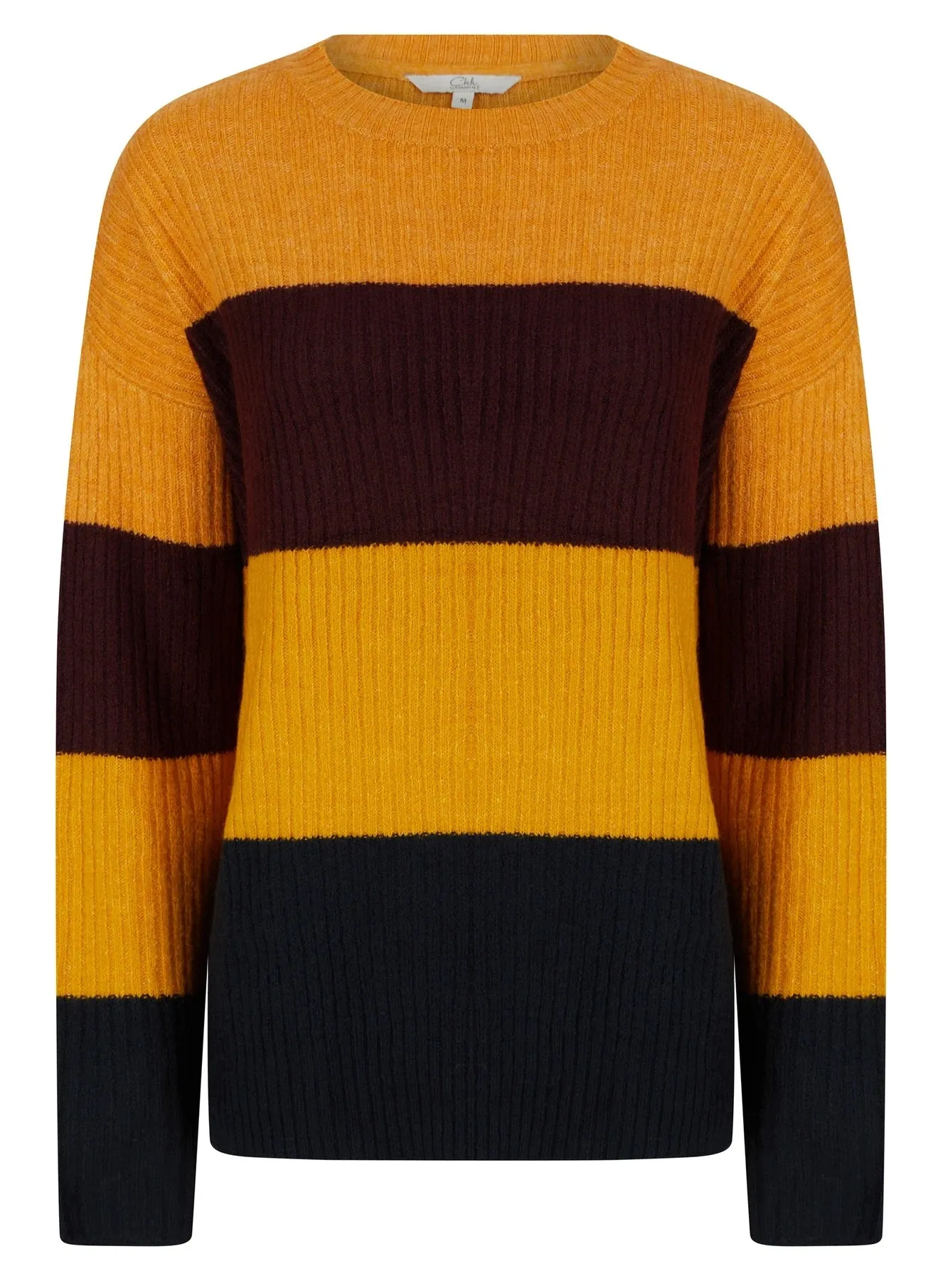 Ladies Striped Color Block Soft Knit Jumper