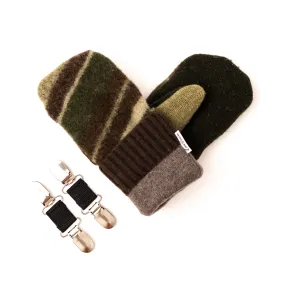 Large Kid's Wool Sweater Mittens | Army Men
