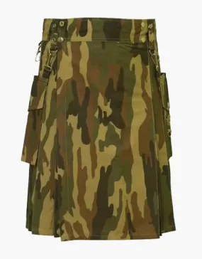 LARGE POCKETED WOODLAND CAMO DUTY TACTICAL KILT