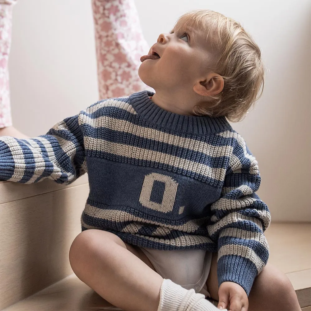 Letter Jumper - Denim Blue Stripe