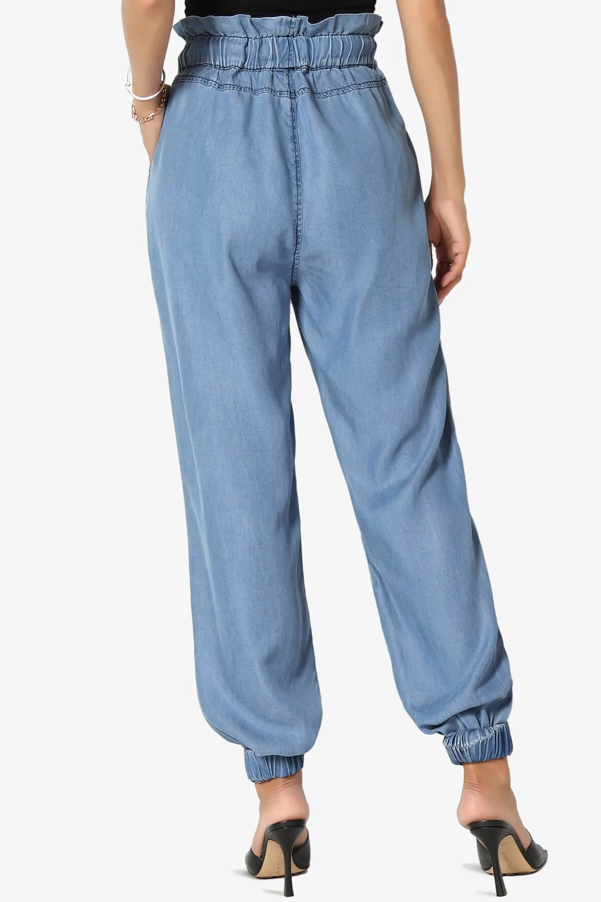 Lilah High Waist Chambray Jogger Pants PLUS