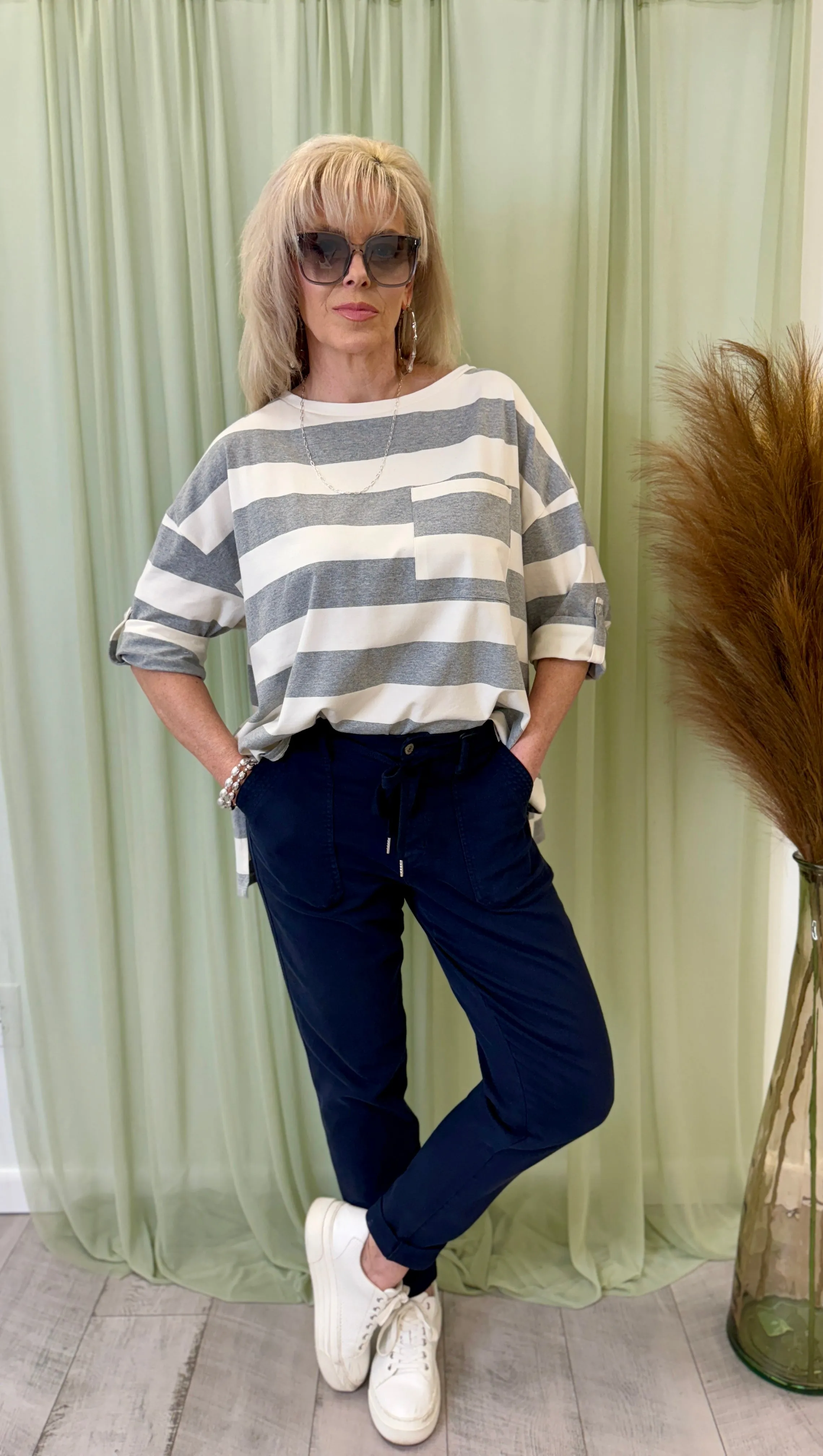 Louie -  Pair of High Waisted Dyed Cuffed Joggers