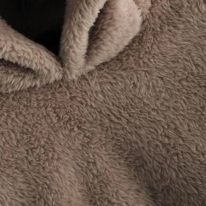 Lovely With Bears Ears Solid Teddy Hoodie Pullovers Sweatshirt Autumn Women Campus Casual Sweatshirts