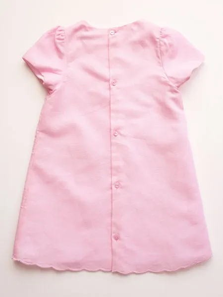 Luli & Me Pink Linen With Scallop Dress 12M-2T