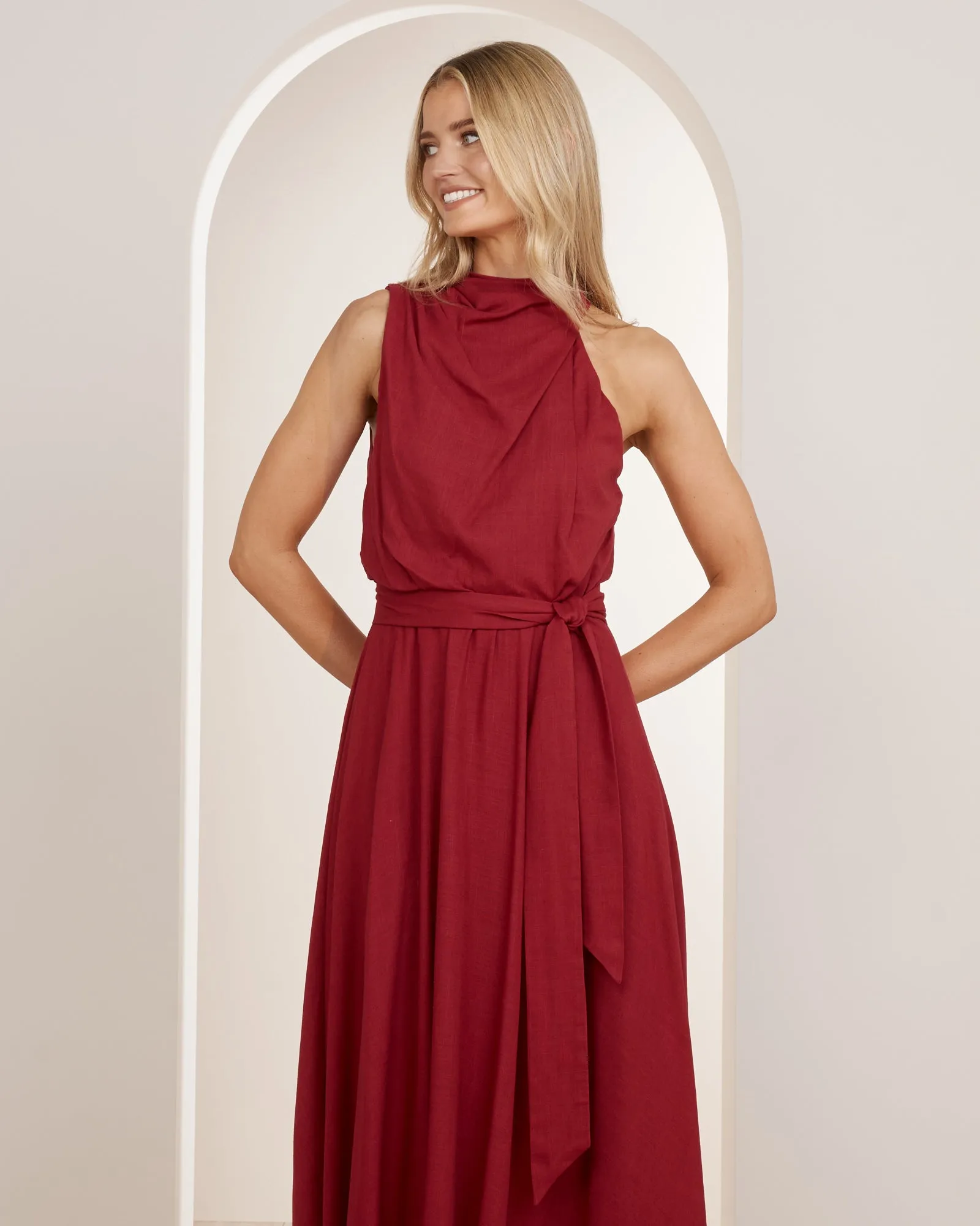 Luna High Neck Midi Dress
