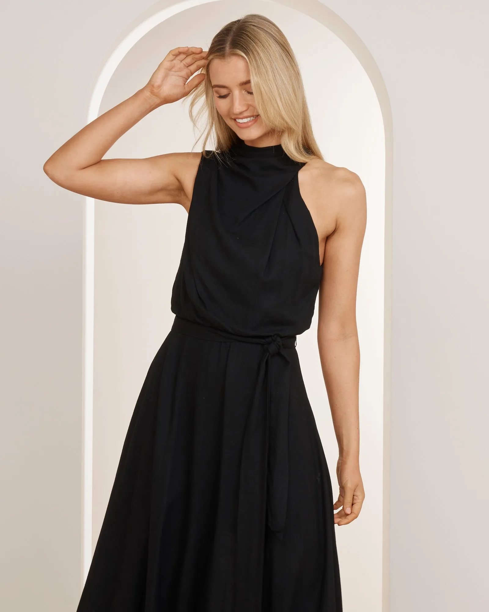 Luna High Neck Midi Dress