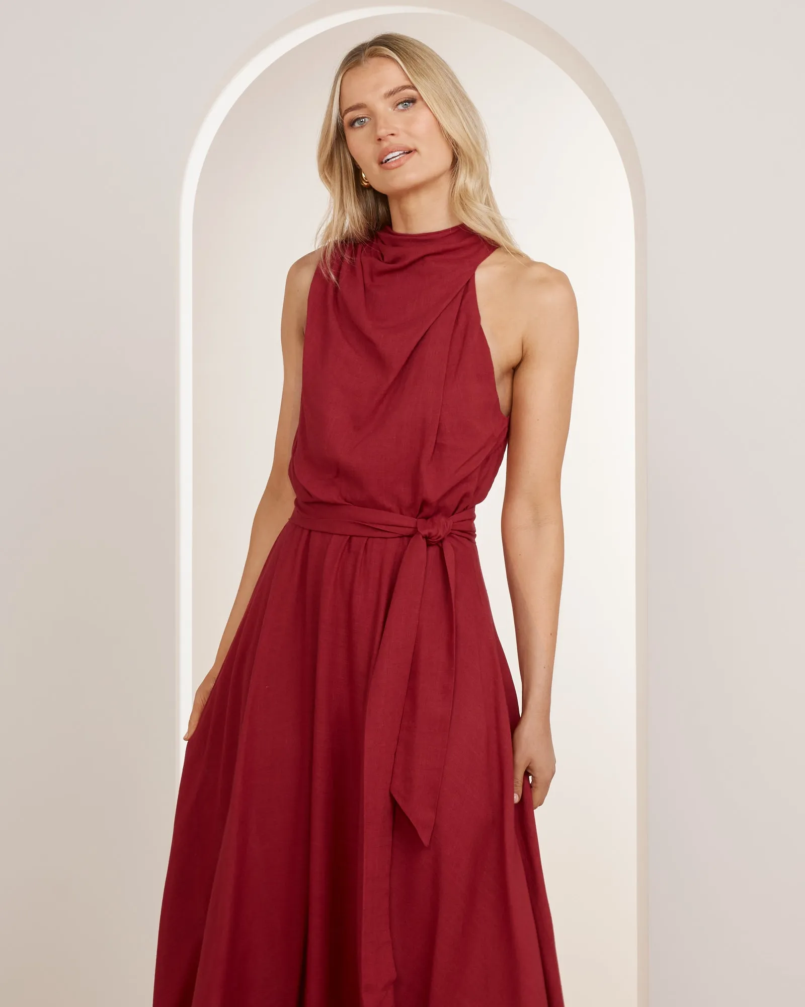 Luna High Neck Midi Dress