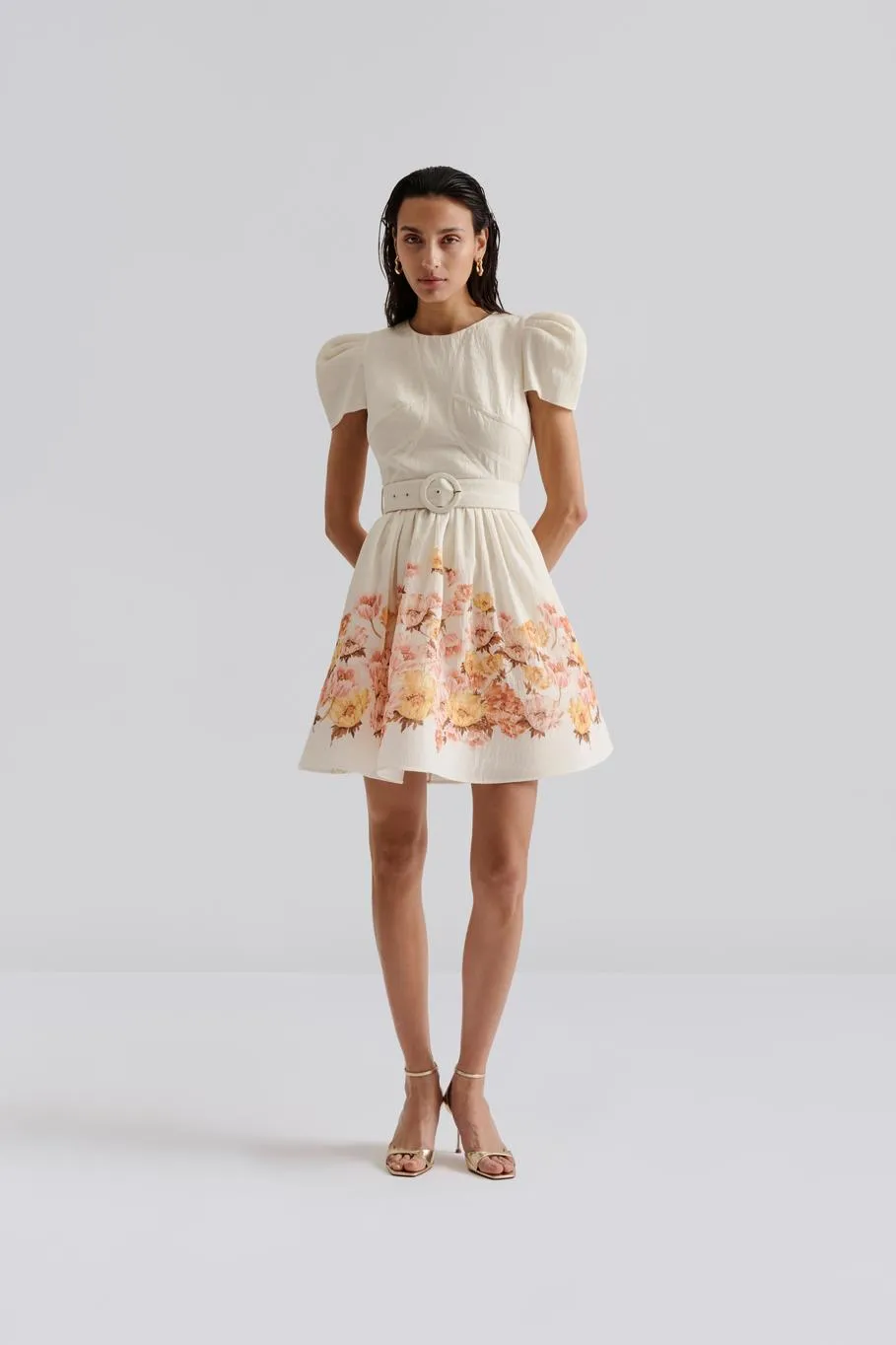 MALINA VANNA CREAM POUF SLEEVE MINI DRESS 125
