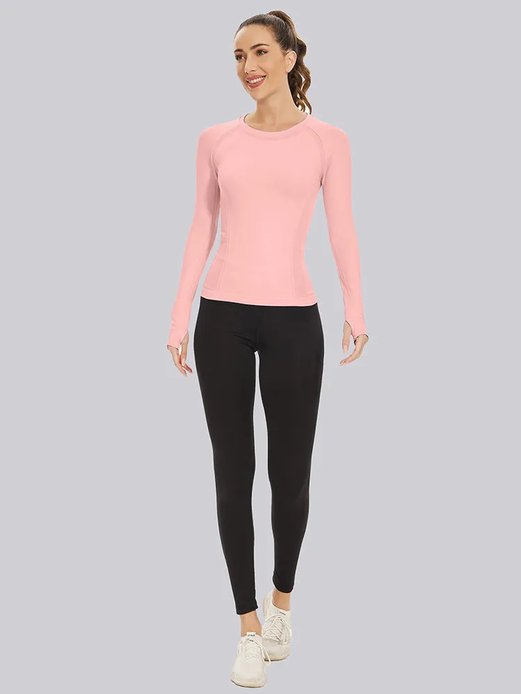 MathCat Quick Dry Gym Athletic Long Sleeve Workout Shirts Pink02