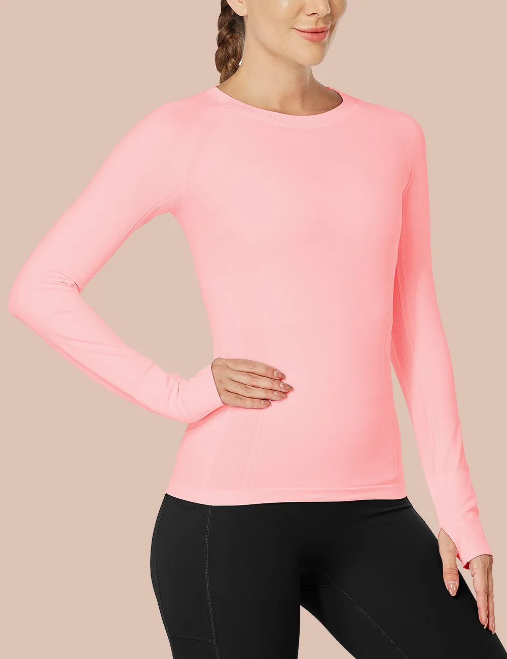 MathCat Quick Dry Gym Athletic Long Sleeve Workout Shirts Pink02