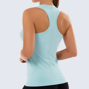 MathCat Racerback Athletic Yoga Workout Tank Top Iced Blue