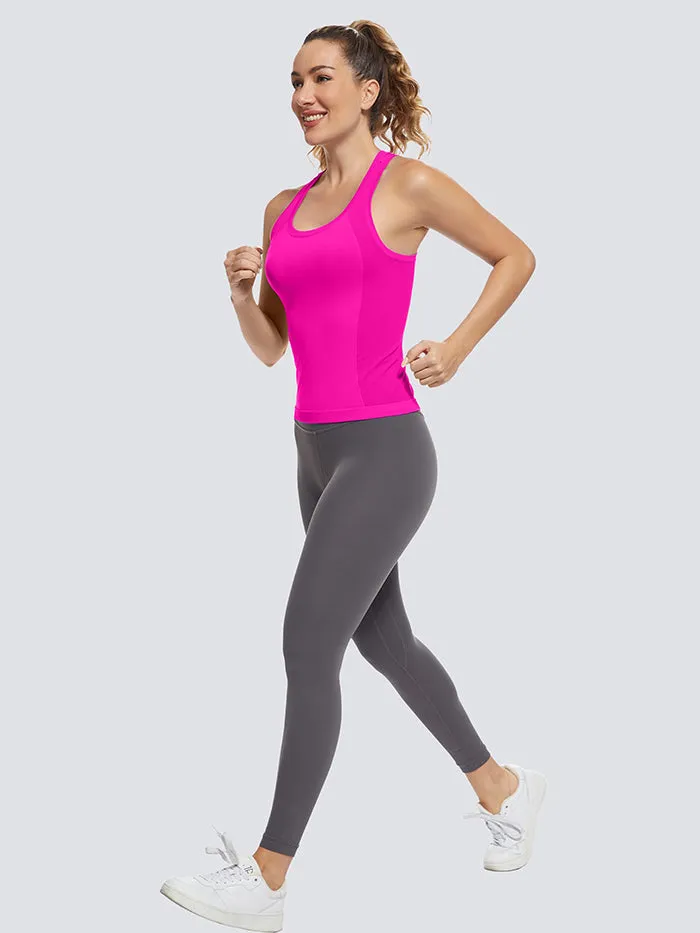 MathCat Women Racerback Seamless Running Tank Tops Workout Tops Hot Pink
