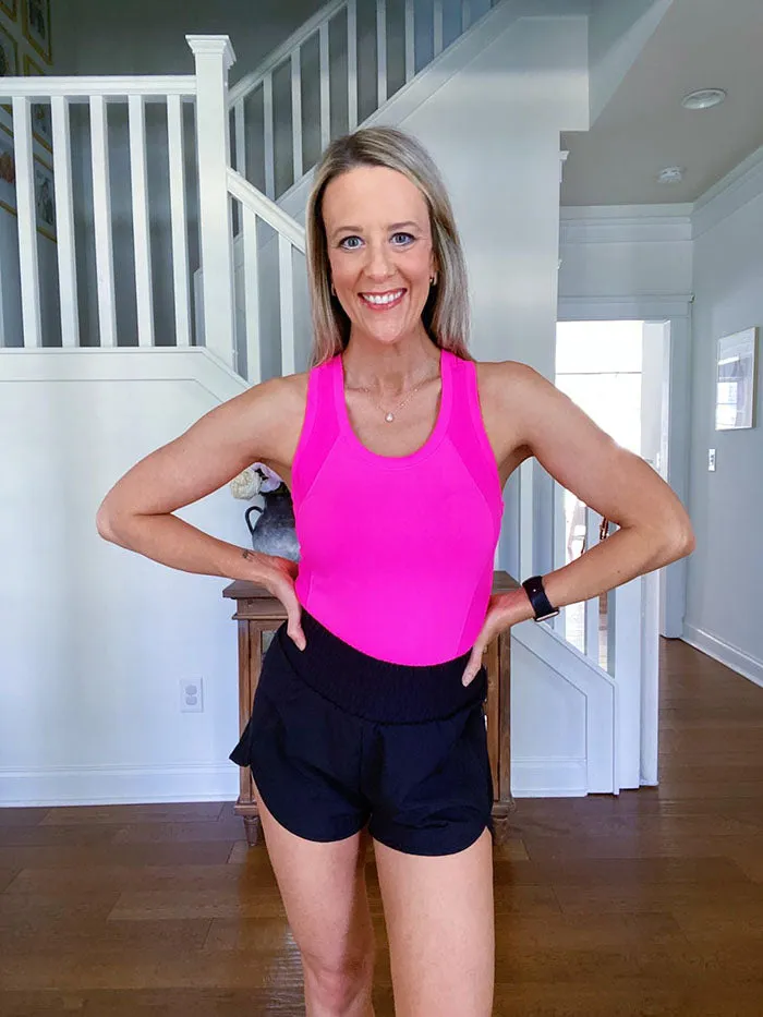 MathCat Women Racerback Seamless Running Tank Tops Workout Tops Hot Pink