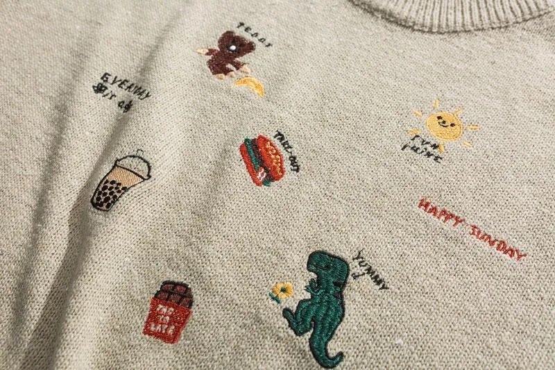 Men's Casual Knitted Pullover With Embroidery