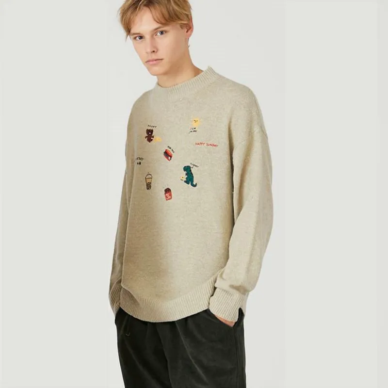 Men's Casual Knitted Pullover With Embroidery