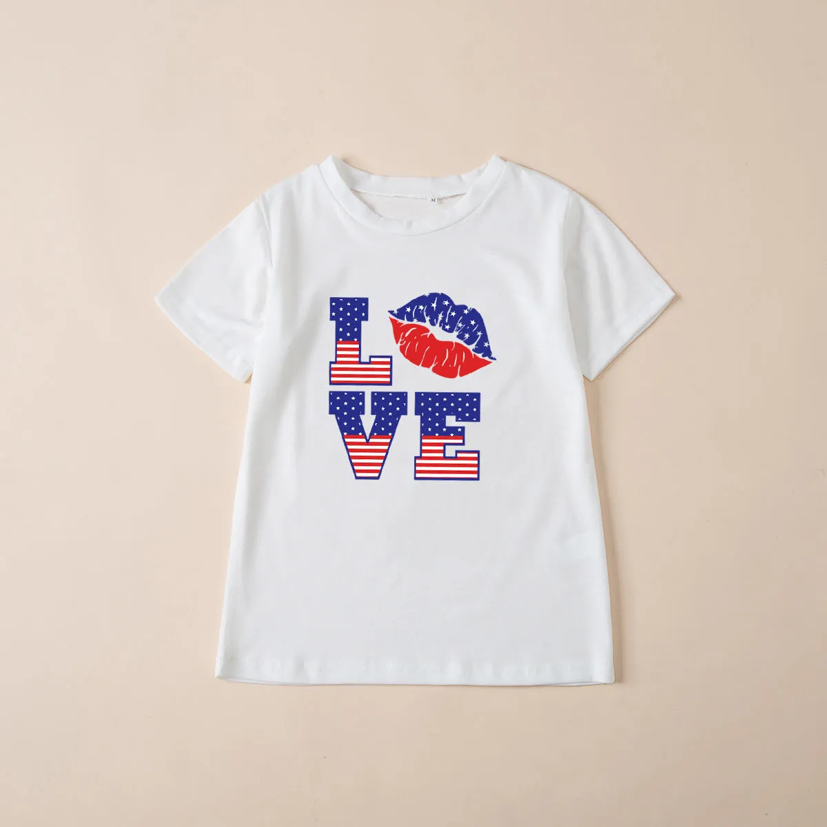 Mom and Me 4th Of July Day Letter Print Short-sleeve Tshirt