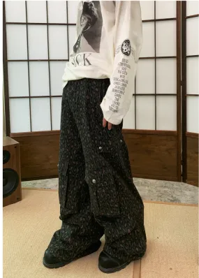 Multi-pocket wide-leg cargo pants