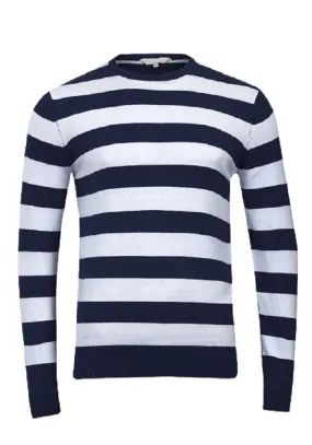 Navy & White Large Stripes Knitted Jumper