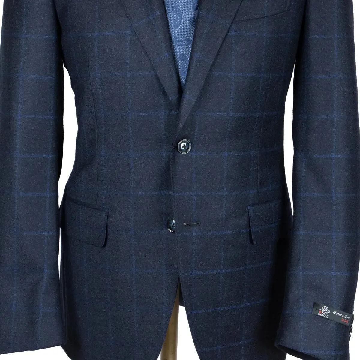 Navy Wool & Cashmere Windowpane Check Suit