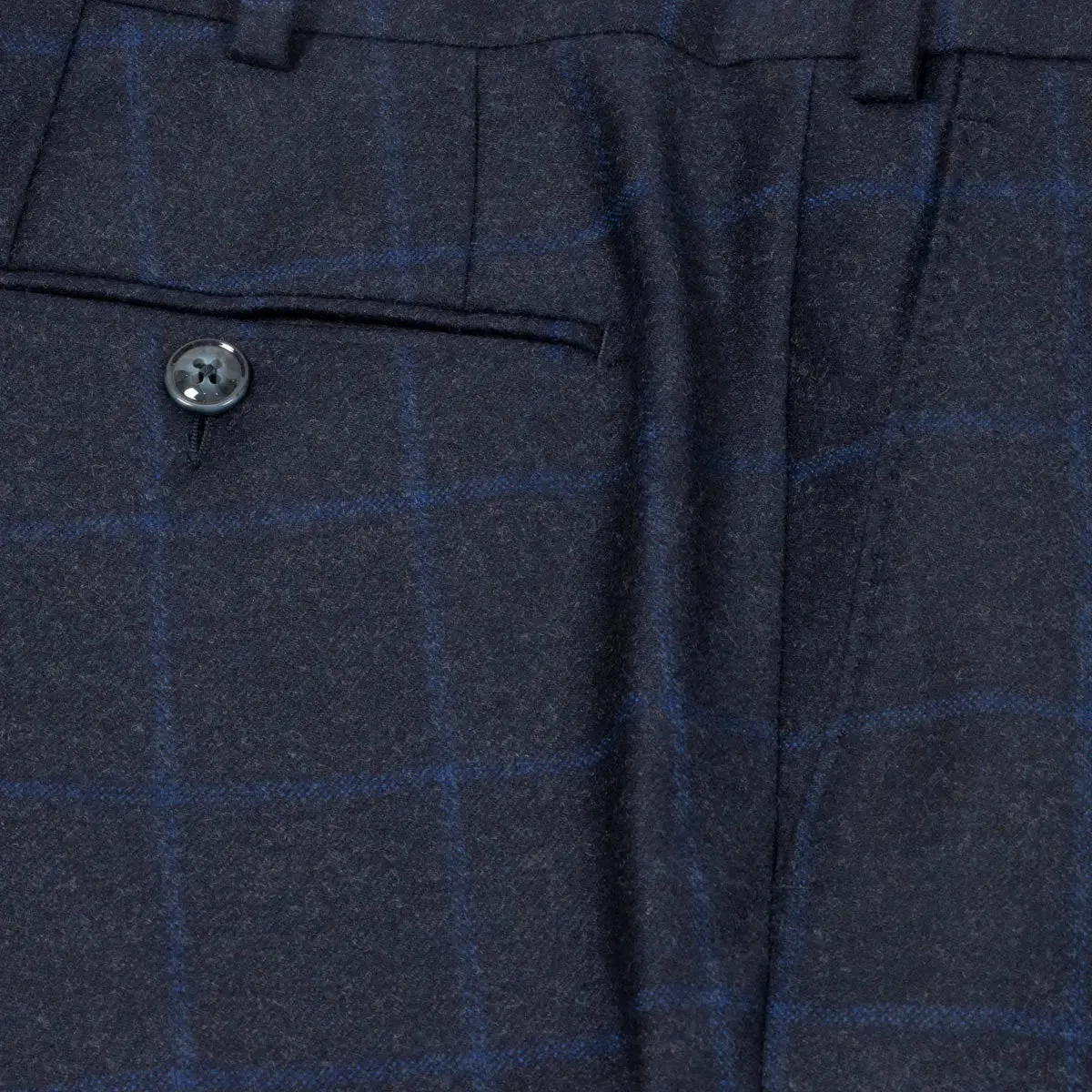 Navy Wool & Cashmere Windowpane Check Suit