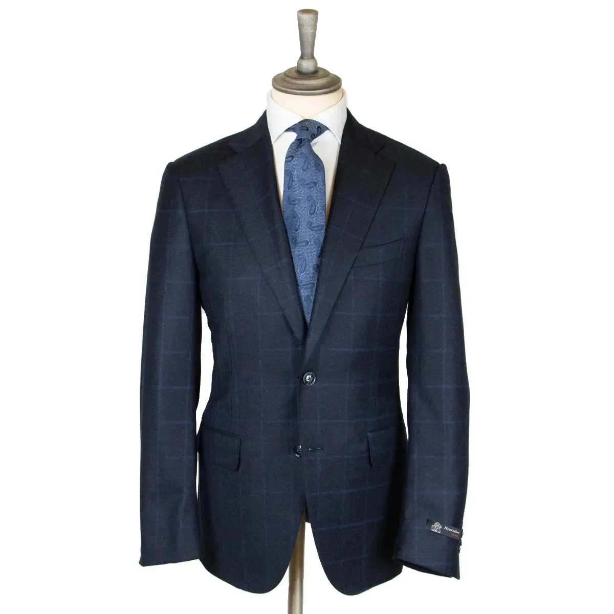 Navy Wool & Cashmere Windowpane Check Suit