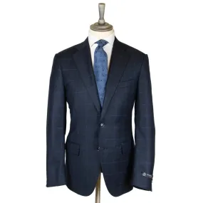 Navy Wool & Cashmere Windowpane Check Suit