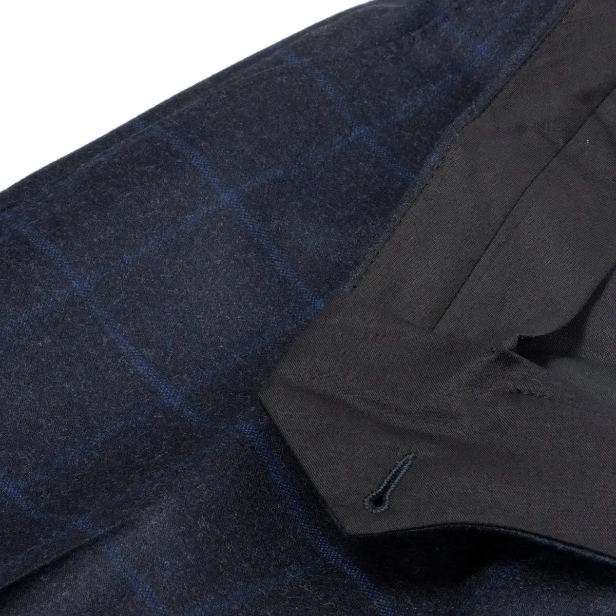 Navy Wool & Cashmere Windowpane Check Suit